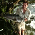Alastair with Nile Perch caught in the Devil's Cauldron, Murchison Falls,R Nile.