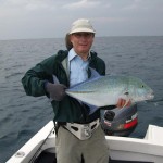 Chris with a bluefin trevally